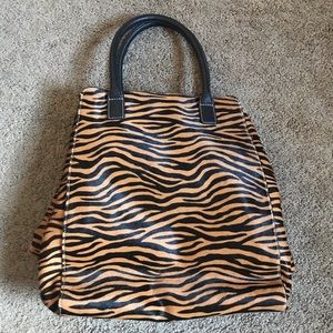 McLaughlin Cow Hair Leather Tiger Print Handbag